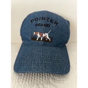 Rare Vintage Pointer Brand Denim Embroidered Hat Cap Retired USA Dog‎ Ex